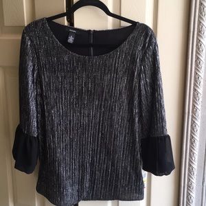 Metallic silver and black Alfani blouse - M